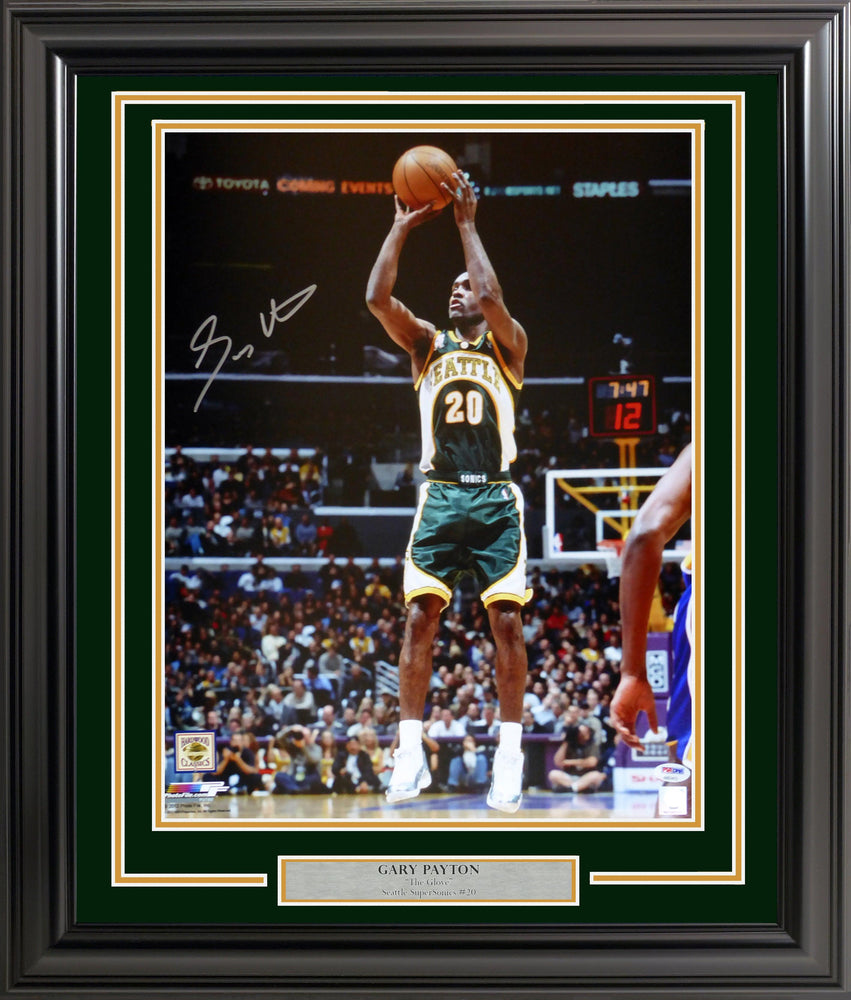 Gary Payton Autographed Framed 16x20 Photo Seattle Supersonics PSA/DNA Stock #200338 - RSA