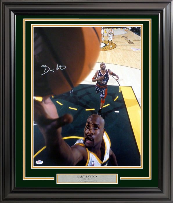 Gary Payton Autographed Framed 16x20 Photo Seattle Supersonics PSA/DNA Stock #200339 - RSA