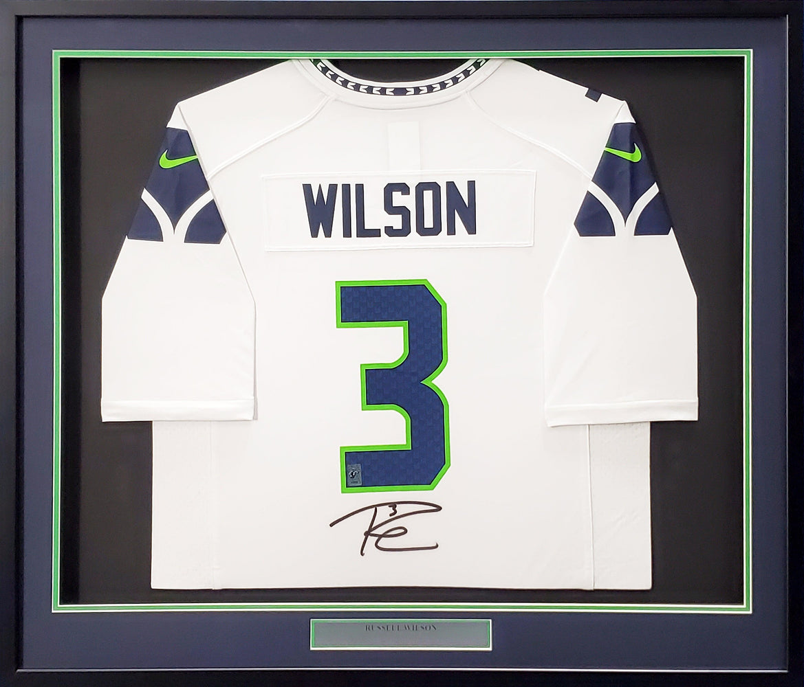 Seattle Seahawks Russell Wilson Autographed Framed White Nike Jersey RW Holo Stock #200431 - RSA
