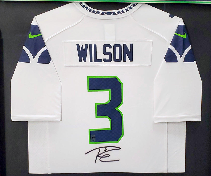 Seattle Seahawks Russell Wilson Autographed Framed White Nike Jersey RW Holo Stock #200431 - RSA