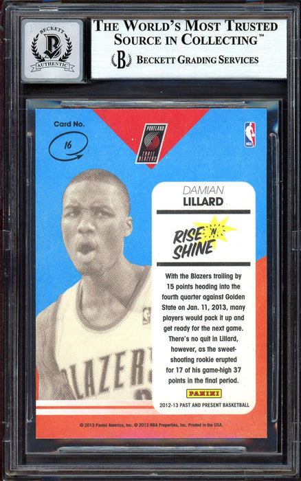 Damian Lillard Autographed 2012-13 Panini Past & Present Rise N Shine Rookie Card #16 Portland Trail Blazers Auto Grade Gem Mint 10 Beckett BAS #13605443 - RSA
