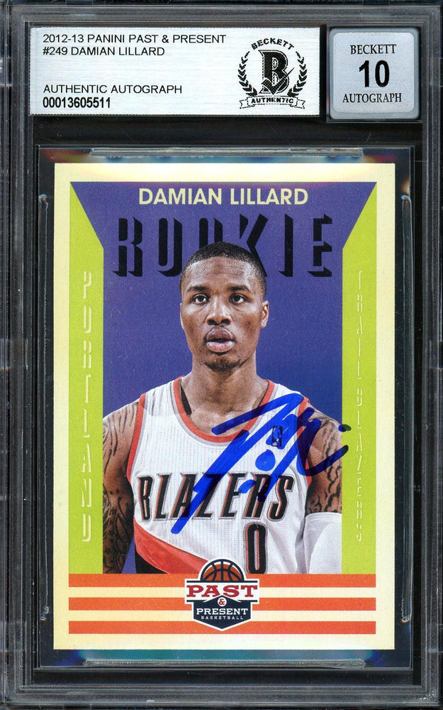 Damian Lillard Autographed 2012-13 Panini Past & Present Rookie Card #249 Portland Trail Blazers Auto Grade Gem Mint 10 Beckett BAS #13605511 - RSA