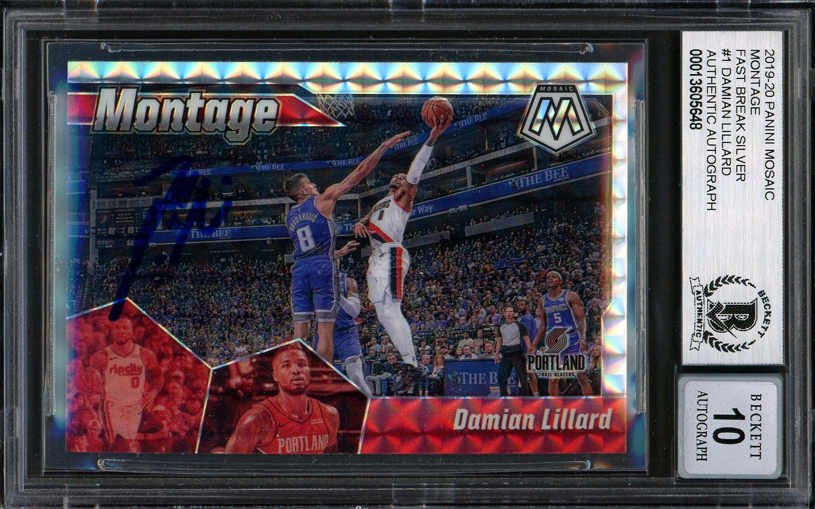 Damian Lillard Autographed 2019-20 Panini Mosaic Montage Card #1 Portland Trail Blazers Auto Grade Gem Mint 10 Beckett BAS #13605648 - RSA