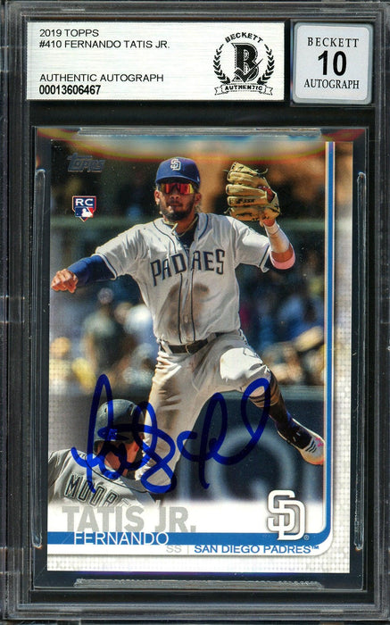 Fernando Tatis Jr. Autographed 2019 Topps Complete Set Rookie Card #410 San Diego Padres Auto Grade Gem Mint 10 Beckett BAS #13606467 - RSA