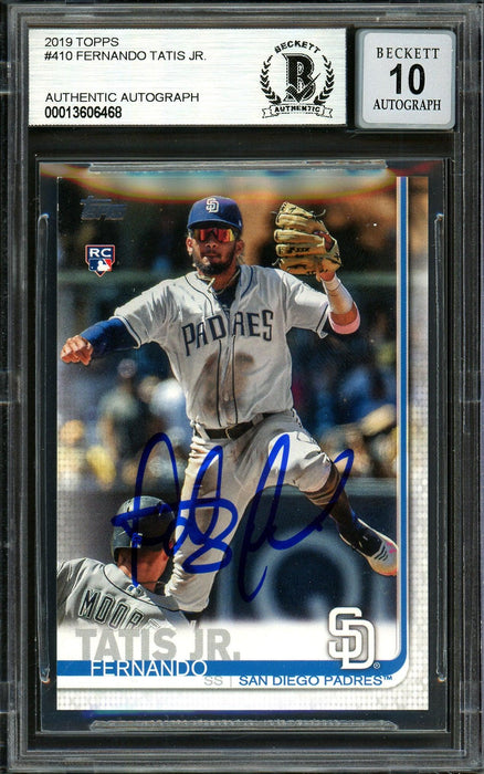 Fernando Tatis Jr. Autographed 2019 Topps Complete Set Rookie Card #410 San Diego Padres Auto Grade Gem Mint 10 Beckett BAS #13606468 - RSA