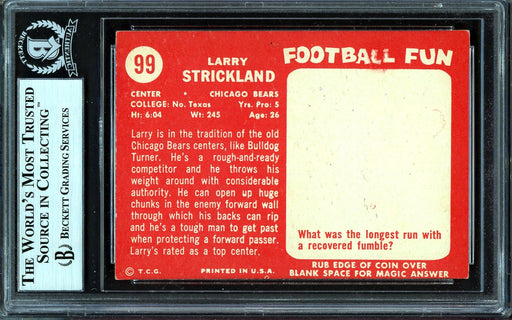 Larry Strickland Autographed 1958 Topps Card #99 Chicago Bears Beckett BAS #13608440 - RSA