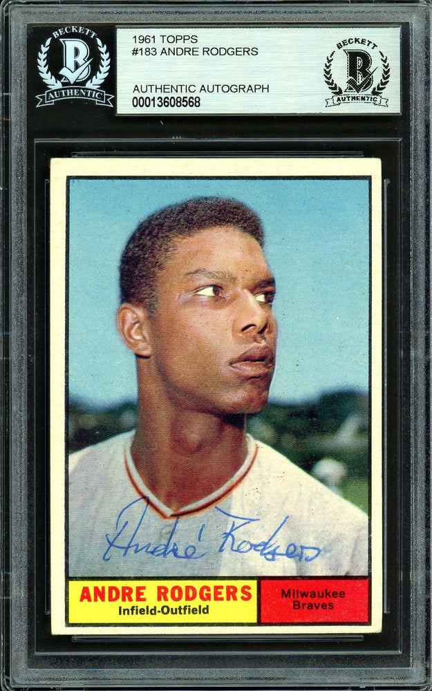 Andre Rodgers Autographed 1961 Topps Card #183 Milwaukee Braves Beckett BAS #13608568 - RSA