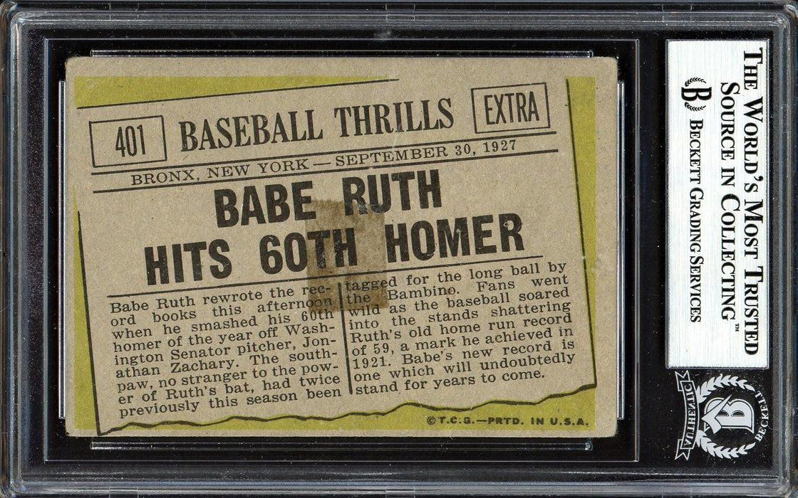 Paul Hopkins & Willis Hudlin Autographed 1961 Topps Card #401 Babe Ruth's 500 HR & 59th HR Pitchers Beckett BAS #13608699 - RSA
