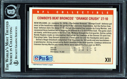 Tom Landry Autographed 1989 Pro Set Card #XII Dallas Cowboys Super Bowl XII Beckett BAS #13609044 - RSA