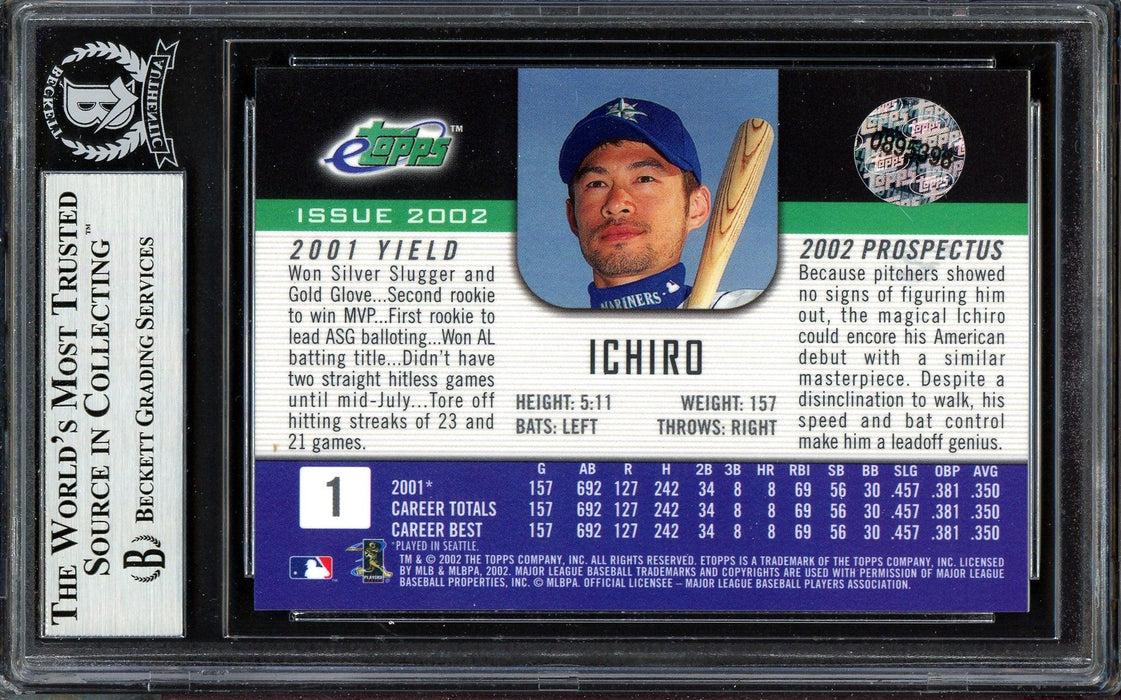Ichiro Suzuki Autographed 2002 eTopps Card #1 Seattle Mariners Beckett BAS #13609371 - RSA