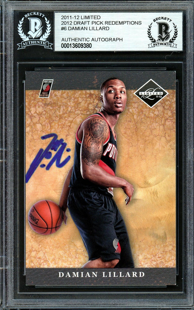 Damian Lillard Autographed 2011-12 Panini Limited Draft Pick Redemption Rookie Card #6 Portland Trail Blazers Beckett BAS #13609380 - RSA
