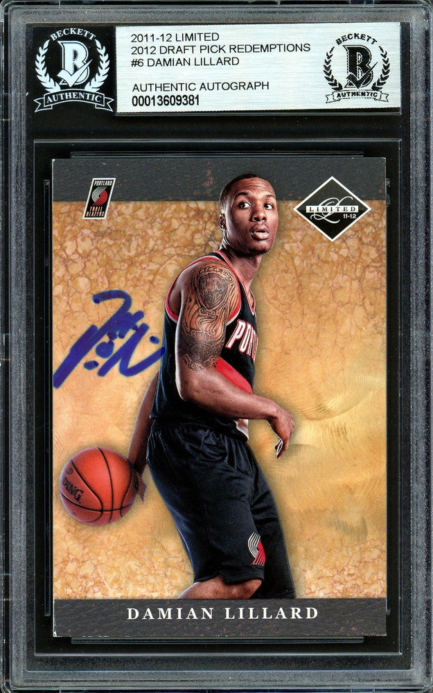Damian Lillard Autographed 2011-12 Panini Limited Draft Pick Redemption Rookie Card #6 Portland Trail Blazers Beckett BAS #13609381 - RSA