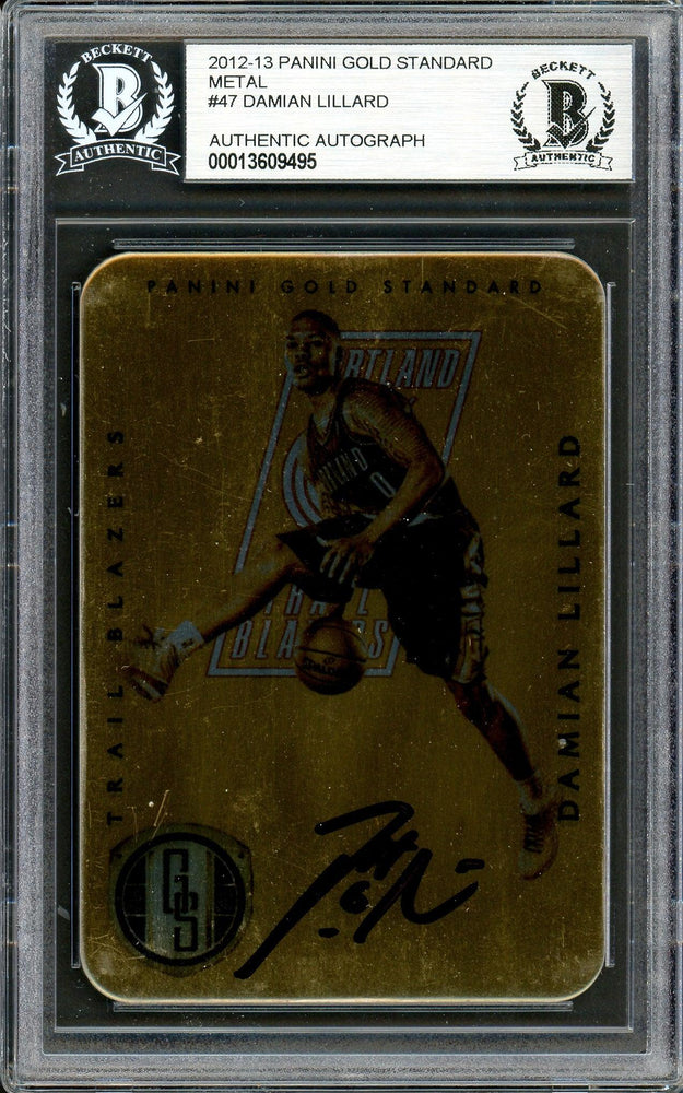 Damian Lillard Autographed 2012-13 Panini Gold Standard Metal Rookie Card #47 Portland Trail Blazers Beckett BAS #13609495 - RSA