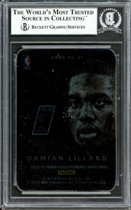 Damian Lillard Autographed 2012-13 Panini Gold Standard Metal Rookie Card #47 Portland Trail Blazers Beckett BAS #13609495 - RSA