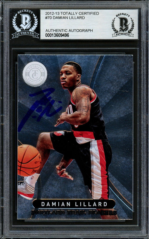 Damian Lillard Autographed 2012-13 Panini Totally Certified Rookie Card #70 Portland Trail Blazers Beckett BAS #13609496 - RSA