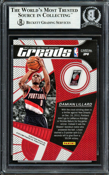 Damian Lillard Autographed 2012-13 Panini Past & Present Rookie Card #34 Portland Trail Blazers Beckett BAS #13609501 - RSA