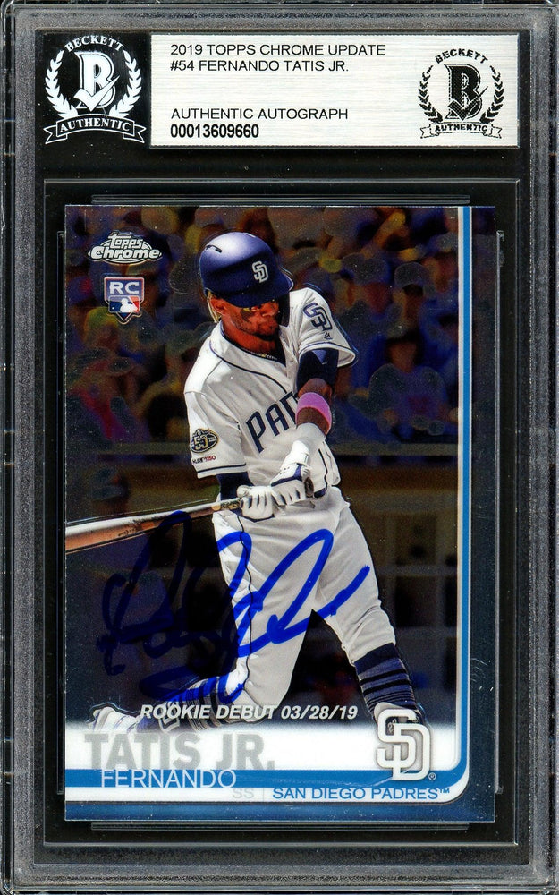 Fernando Tatis Jr. Autographed 2019 Topps Chrome Update Rookie Card #54 San Diego Padres Beckett BAS #13609660 - RSA