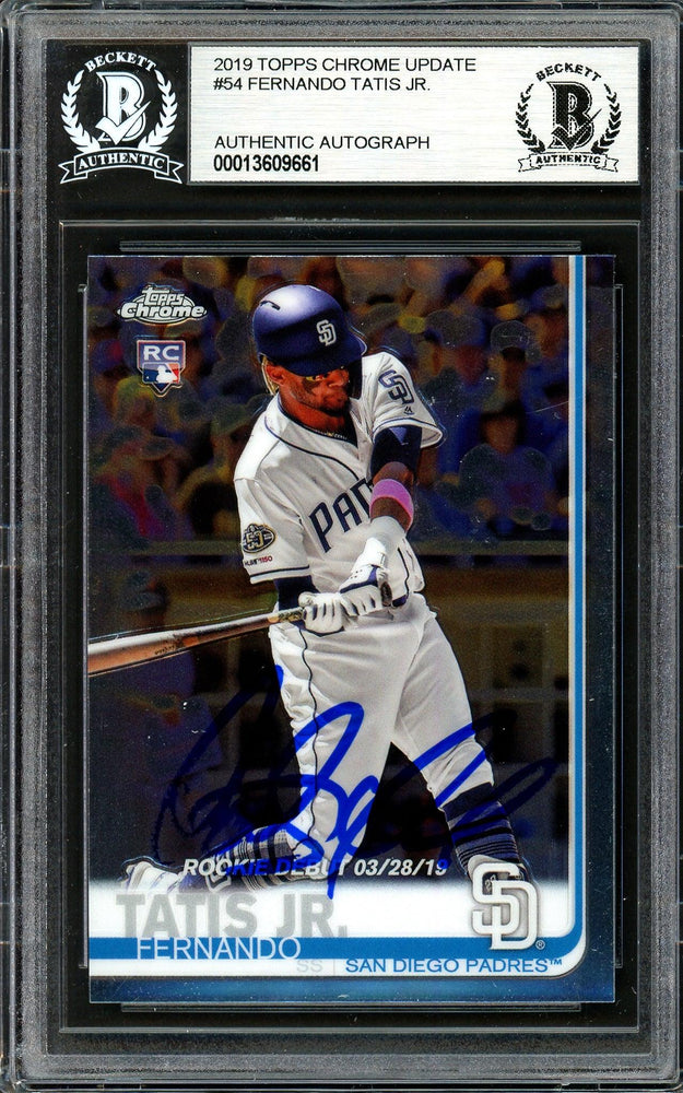 Fernando Tatis Jr. Autographed 2019 Topps Chrome Update Rookie Card #54 San Diego Padres Beckett BAS #13609661 - RSA