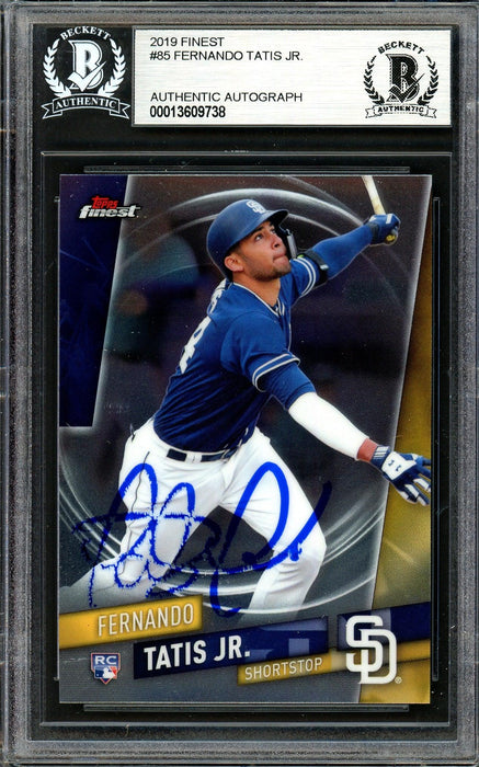 Fernando Tatis Jr. Autographed 2019 Topps Finest Rookie Card #85 San Diego Padres (Bubbling) Beckett BAS #13609738 - RSA