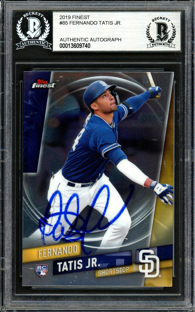 Fernando Tatis Jr. Autographed 2019 Topps Finest Rookie Card #85 San Diego Padres (Bubbling) Beckett BAS #13609740 - RSA