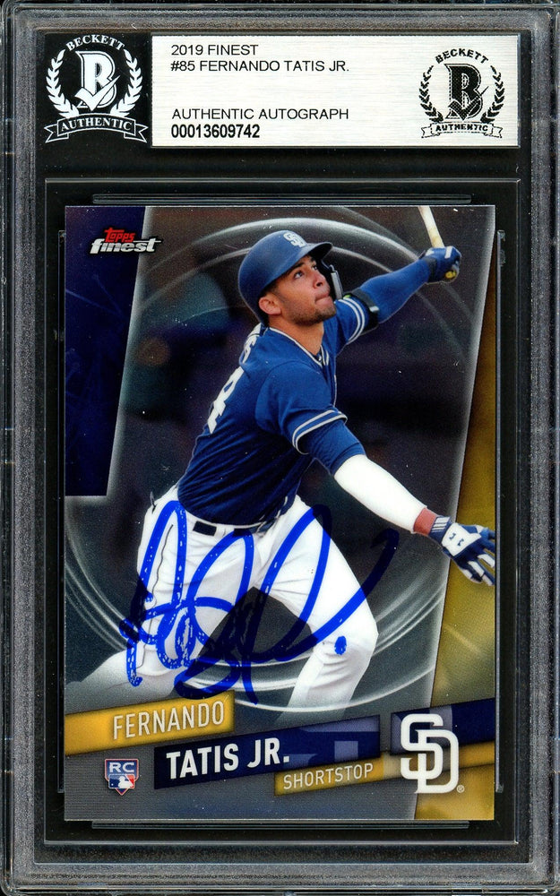 Fernando Tatis Jr. Autographed 2019 Topps Finest Rookie Card #85 San Diego Padres (Bubbling) Beckett BAS #13609742 - RSA