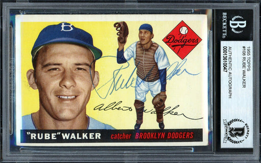 Al "Rube" Walker Autographed 1955 Topps Card #108 Brooklyn Dodgers Beckett BAS #13610047 - RSA