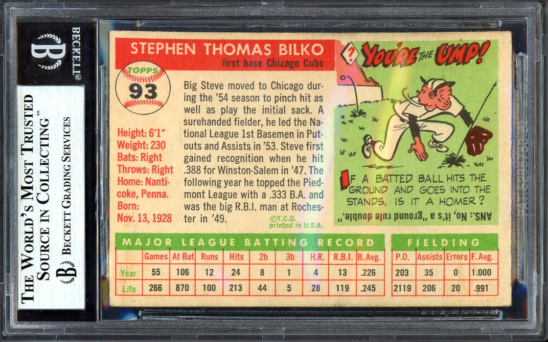 Steve Bilko Autographed 1955 Topps Card #93 Chicago Cubs Beckett BAS #13610052 - RSA