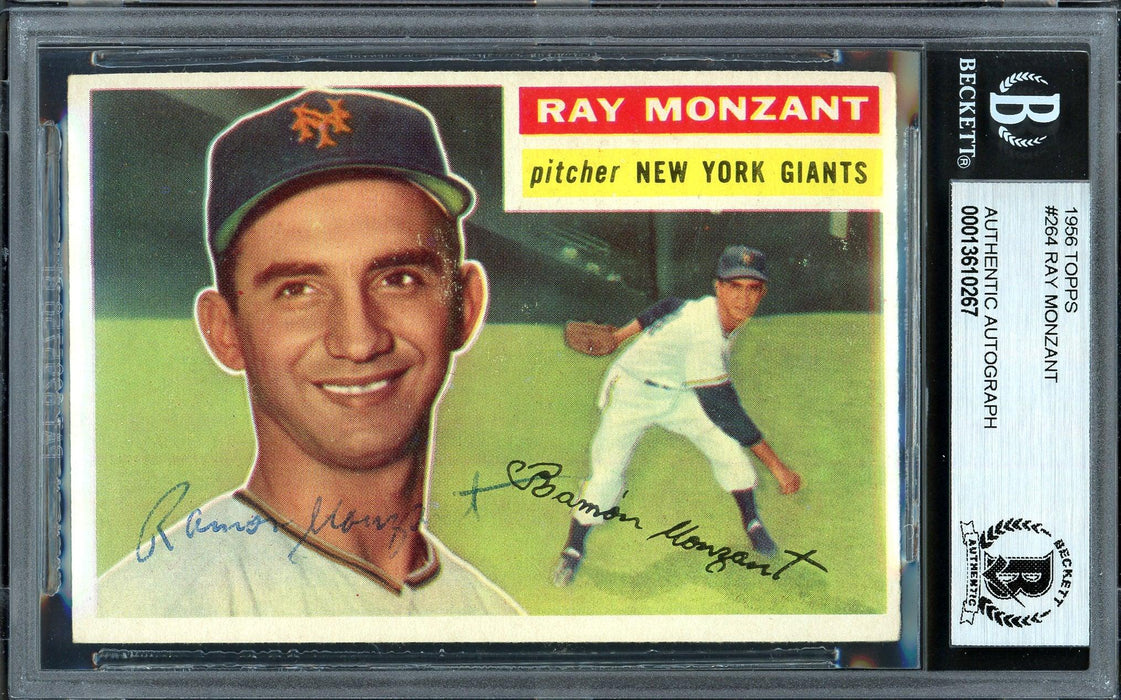 Ramon Ray Monzant Autographed 1956 Topps Rookie Card #264 New York Giants Beckett BAS #13610267 - RSA