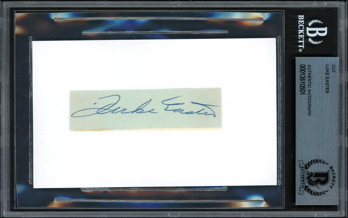 Luke Easter Autographed 1x3 Cut Cleveland Indians Beckett BAS #13610501 - RSA