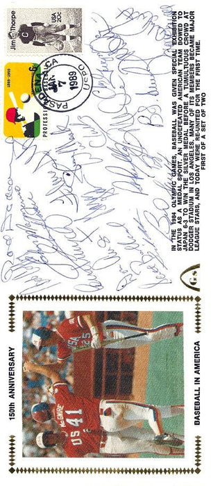 1984 USA Olympic Team Autographed First Day Cover With 20 Total Signatures Including Mark McGwire & Will Clark PSA/DNA #K39842 - RSA