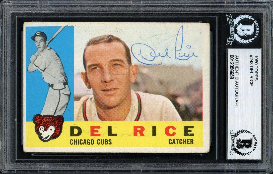 Del Rice Autographed 1960 Topps Card #248 Chicago Cubs Beckett BAS #12056658 - RSA
