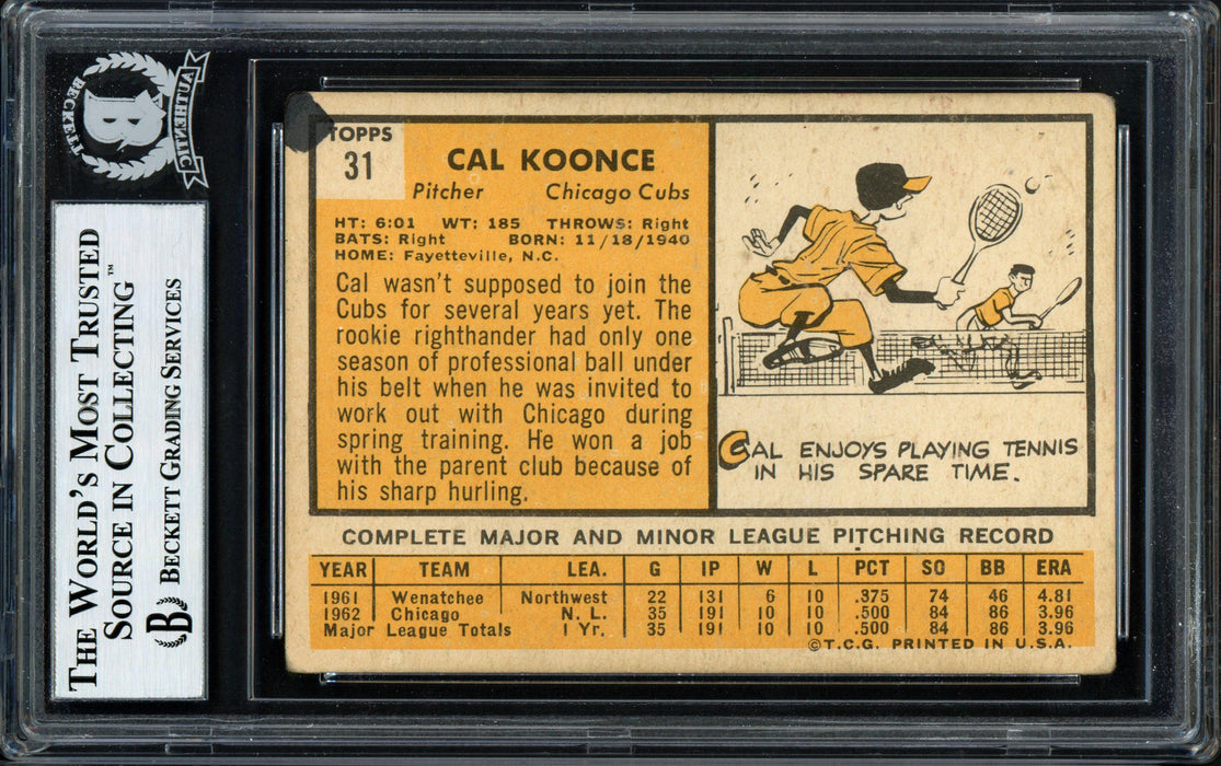 Cal Koonce Autographed 1963 Topps Card #31 Chicago Cubs Beckett BAS #12056839 - RSA