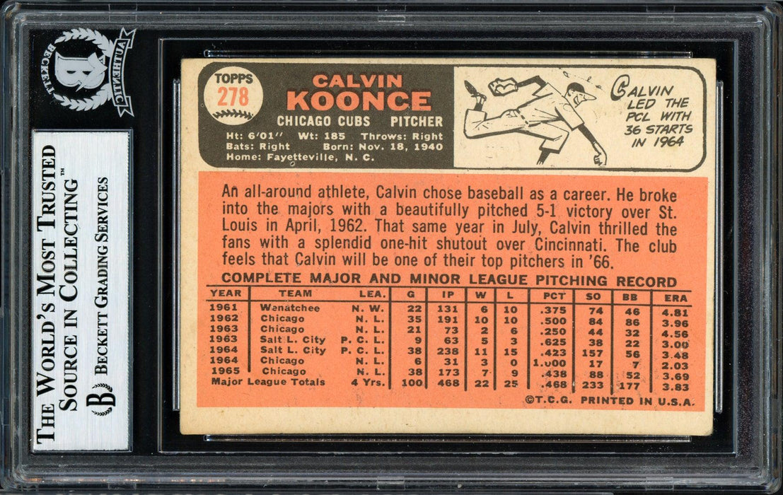 Cal Koonce Autographed 1966 Topps Card #278 Chicago Cubs Beckett BAS #12057066 - RSA