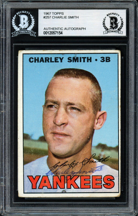 Charlie Smith Autographed 1967 Topps Card #257 New York Yankees Beckett BAS #12057154 - RSA