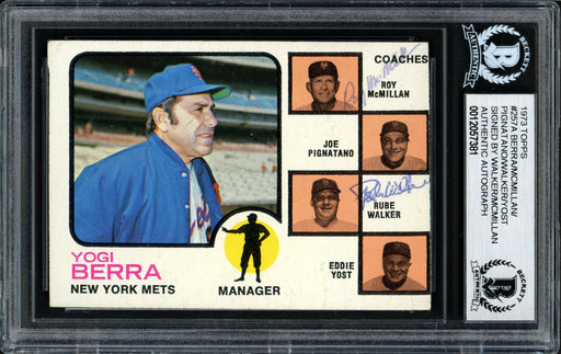 Al "Rube" Walker & Roy McMillan Autographed 1973 Topps Card #257 New York Mets Beckett BAS #12057381 - RSA