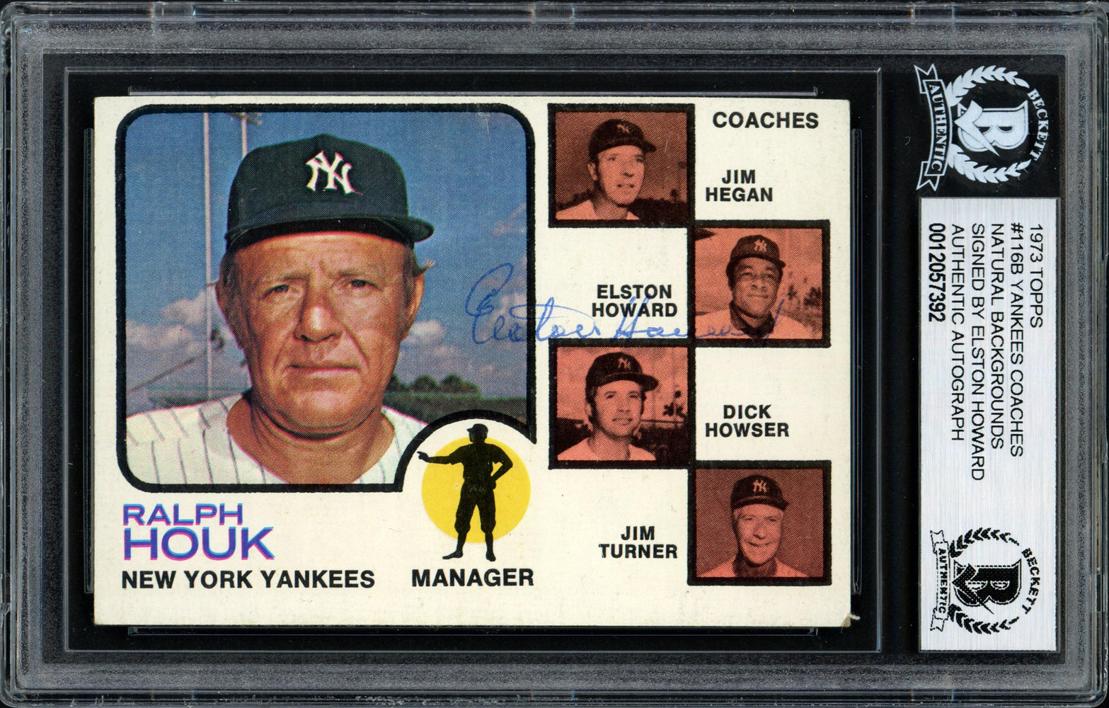 Elston Howard Autographed 1973 Topps Card #116 New York Yankees Beckett BAS #12057392 - RSA