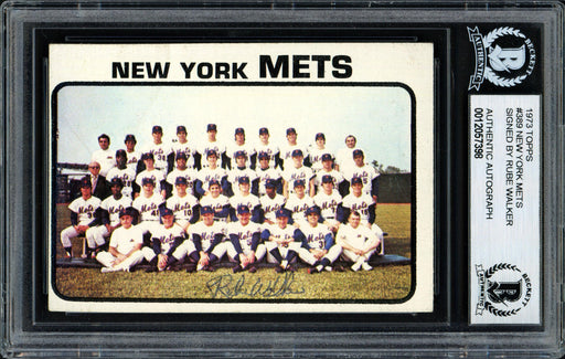 Al "Rube" Walker Autographed 1973 Topps Team Card #389 New York Mets Beckett BAS #12057398 - RSA