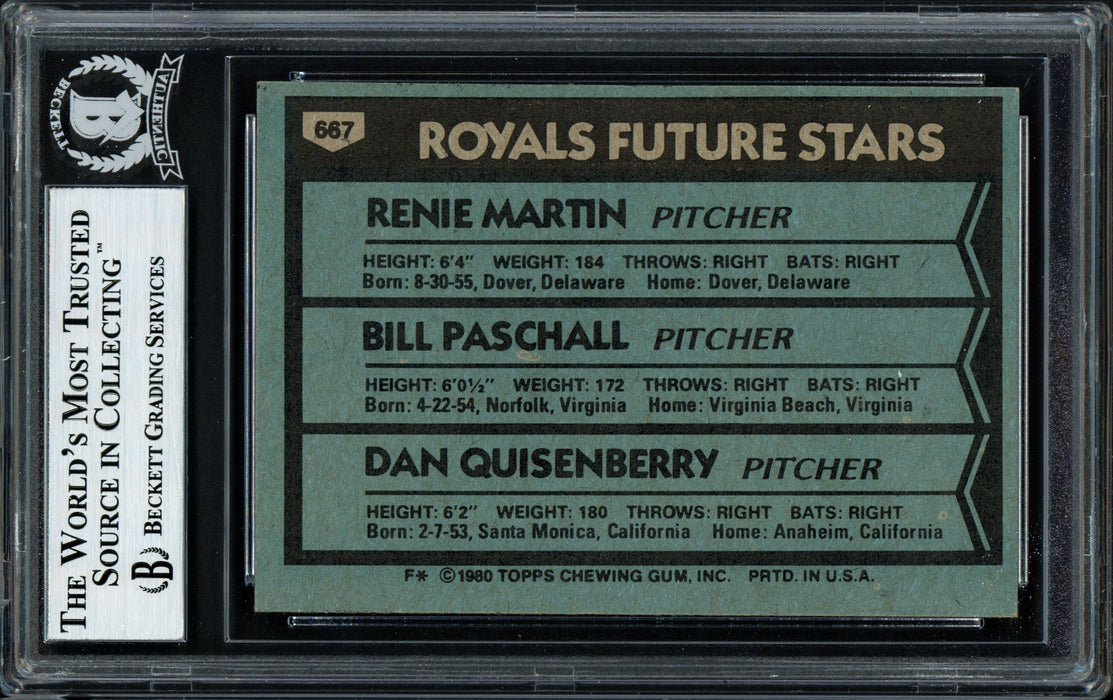 Dan Quisenberry Autographed 1980 Topps Rookie Card #667 Kansas City Royals Beckett BAS #12058703 - RSA