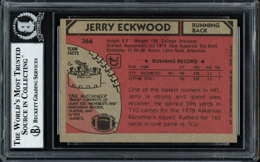 Jerry Eckwood Autographed 1980 Topps Rookie Card #366 Tampa Bay Buccaneers RARE Beckett BAS #12058705 - RSA