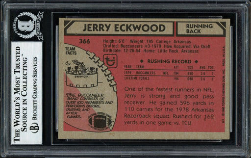 Jerry Eckwood Autographed 1980 Topps Rookie Card #366 Tampa Bay Buccaneers RARE Beckett BAS #12058706 - RSA