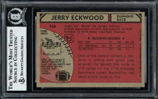 Jerry Eckwood Autographed 1980 Topps Rookie Card #366 Tampa Bay Buccaneers RARE Beckett BAS #12058707 - RSA