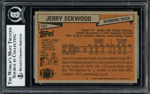 Jerry Eckwood Autographed 1981 Topps Card #147 Tampa Bay Buccaneers Beckett BAS #12058720 - RSA