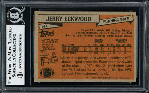 Jerry Eckwood Autographed 1981 Topps Card #147 Tampa Bay Buccaneers Beckett BAS #12058721 - RSA