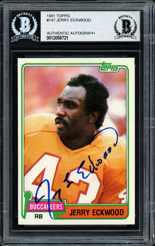 Jerry Eckwood Autographed 1981 Topps Card #147 Tampa Bay Buccaneers Beckett BAS #12058721 - RSA