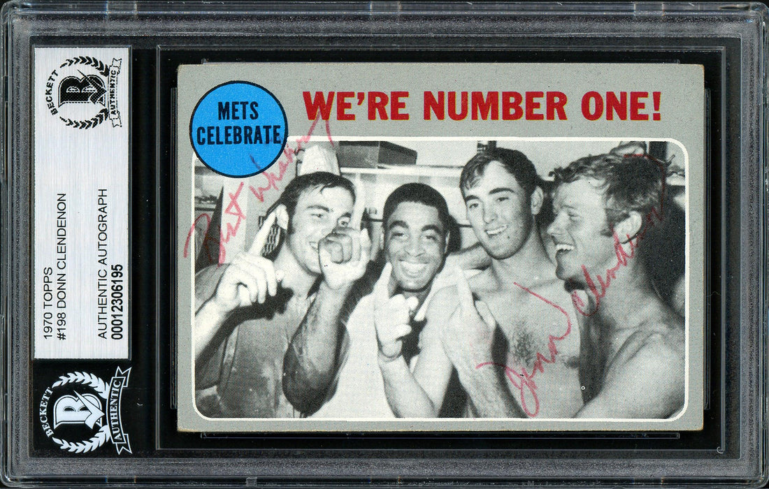 Donn Clendenon Autographed 1970 Topps Card #198 New York Mets "Best Wishes" Beckett BAS #12306195 - RSA