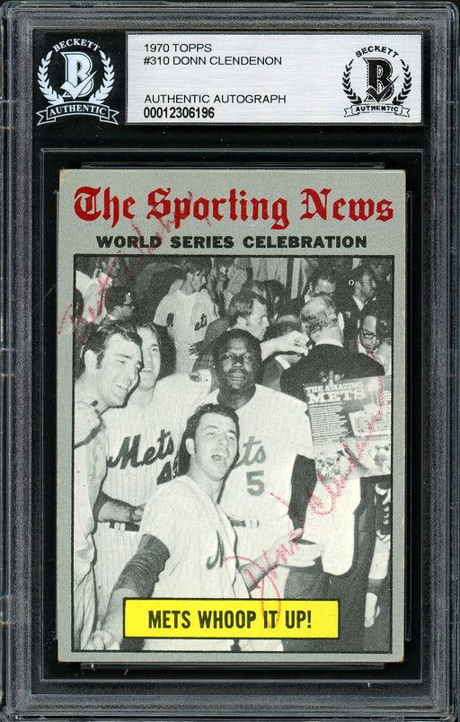 Donn Clendenon Autographed 1970 Topps Card #310 New York Mets "Best Wishes" Beckett BAS #12306196 - RSA