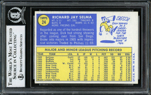 Dick Selma Autographed 1970 Topps Card #24 Philadelphia Phillies Beckett BAS #12306200 - RSA