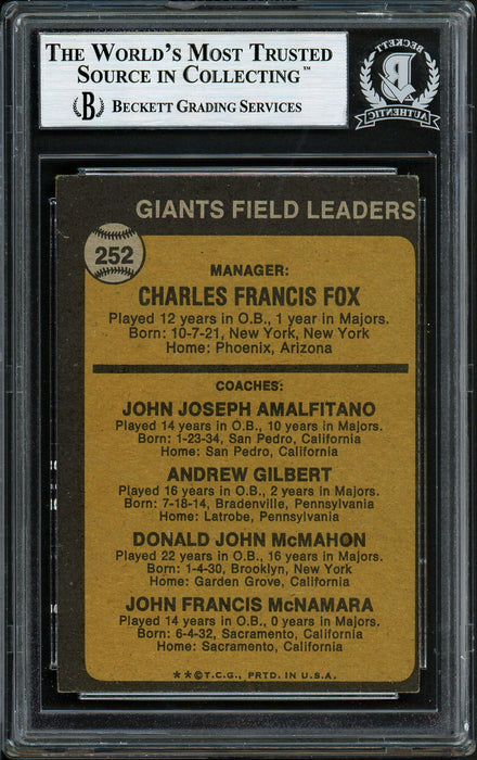 Don McMahon & John McNamara Autographed 1973 Topps Card #252 San Francisco Giants Beckett BAS #12306461 - RSA
