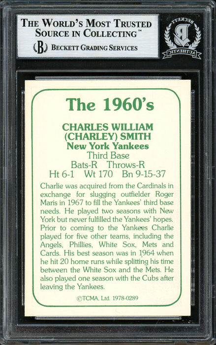Charley Smith Autographed 1978 TCMA Card #289 New York Yankees Beckett BAS #12306750 - RSA
