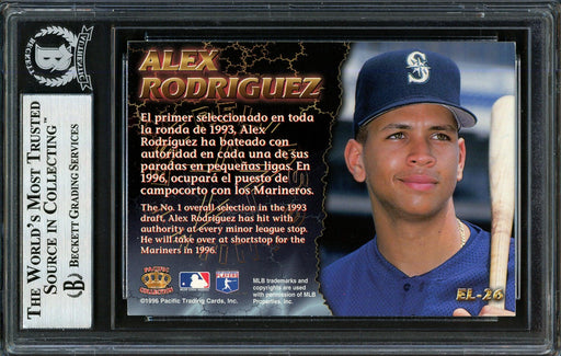 Alex Rodriguez Autographed 1996 Pacific Crown Estrellas Latinas Card #EL-26 Seattle Mariners Beckett BAS #12410191 - RSA